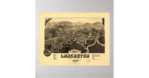 Vintage Pictorial Map of Lancaster NH (1883) Poster | Zazzle