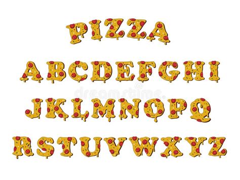 Pizza font da a a Z illustrazione vettoriale. Illustrazione di carattere - 164721717