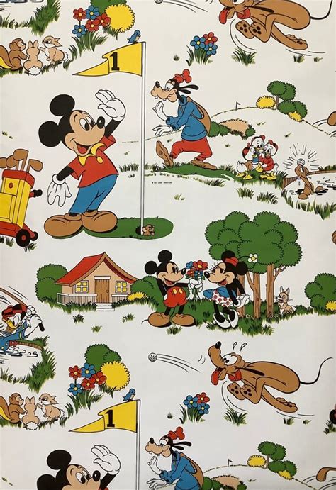 Disney Mickey Minnie Golf Vintage Wallpaper Rare by the Yard | Etsy