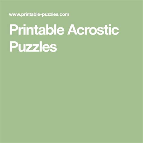 Free Printable Acrostic Puzzles To Solve The Puzzle On Paper, You Must ...