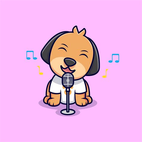 Cute Dog Singing Cartoon Vector Icon Illustration. Flat Cartoon Style 5055840 Vector Art at Vecteezy