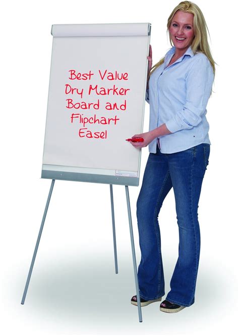 Spaceright Telescopic Flipchart Easel Non-Magnetic Writing White Boards - Office Furniture Direct