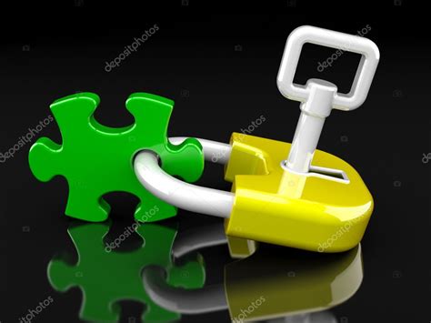 Lock, key and puzzle piece — Stock Photo © Altsha #5148230