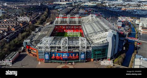 A general aerial view of Old Trafford stadium, home of Manchester ...