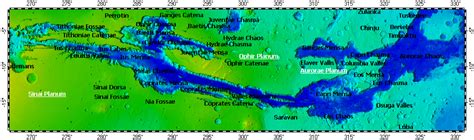 Valles Marineris on Mars, topography