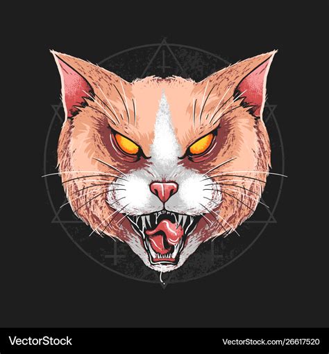 Angry Cat Face Vector - Draw-quack