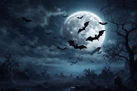 Midnight Full Moon Halloween Background Graphic by mimishop · Creative ...