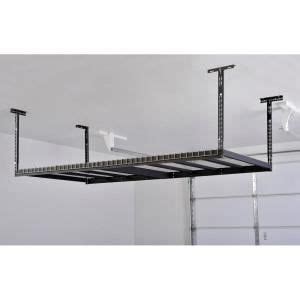 FLEXIMOUNTS Black Adjustable Height Steel Overhead Garage Storage Rack ...