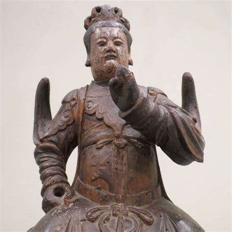 Wood Ming Dynasty Sculpture of a Deity For Sale at 1stDibs