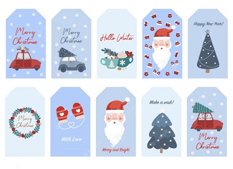 Etiquetas navideñas. etiquetas de regalo imprimibles con feliz navidad | Vector Premium