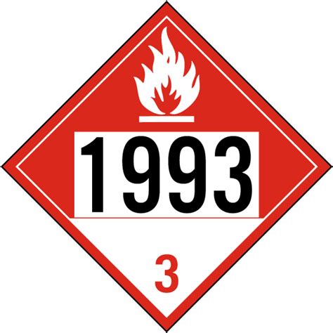 UN # 1993 Class 3 Combustible Liquid Sign - Save 10% Instantly