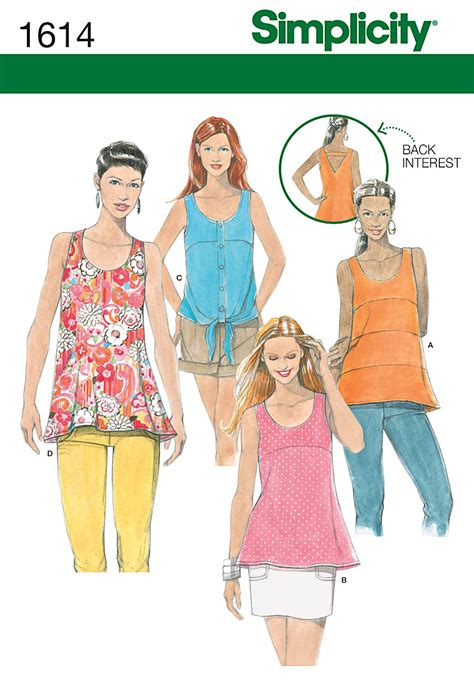 Simplicity 1614 Misses Tops sewing pattern