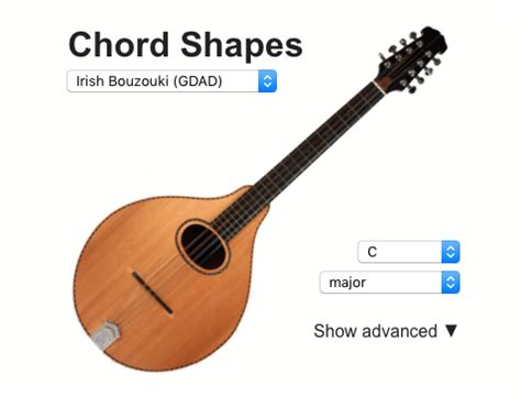 Irish Bouzouki: chords.cc - chord shapes for Irish bouzouki