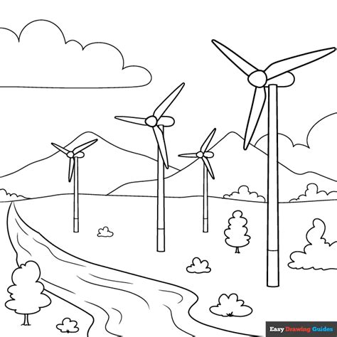 Wind Turbine Coloring Page | Easy Drawing Guides