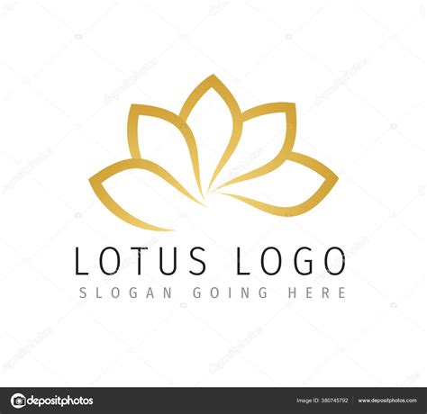 Golden Lotus Petal Flower Outline Style Vector Icon Logo Design Stock Vector by ©great19 380745792