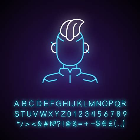 Cyberpunk person neon light icon. Punk subculture, goth teenager ...