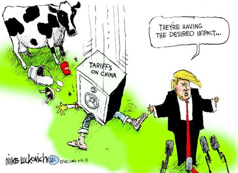 Political Cartoon on 'China and U.S. Raise Tariffs' by Mike Luckovich, Atlanta Journal ...