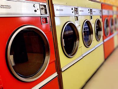 Royalty-Free photo: Red and yellow front-load washing machines | PickPik