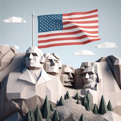 Premium AI Image | Mount Rushmore National Memorial in Origami Style