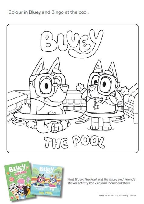 Bluey Pool Coloring Pages