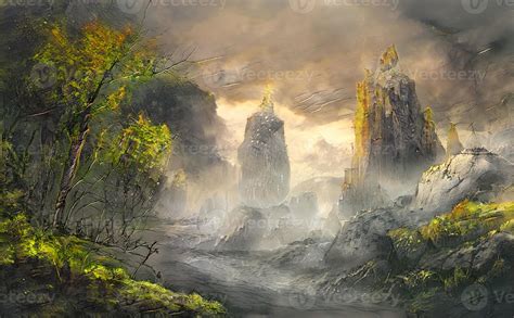 Magical Forest and mountains Backgrounds Game Website Fantasy World 10552572 Stock Photo at Vecteezy