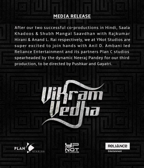 Vikram Vedha Hindi remake officially announced!