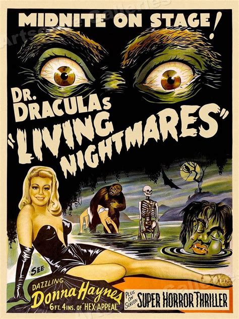 1950s Dr Draculas Living Nightmares Classic Science Fiction Movie Poster - 18x24 #Vintage ...