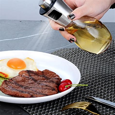 200ML Olive Oil Sprayer Glass Vinegar Bottle With Funnel Pump Sprayer Oil Diffuser BBQ Roast ...