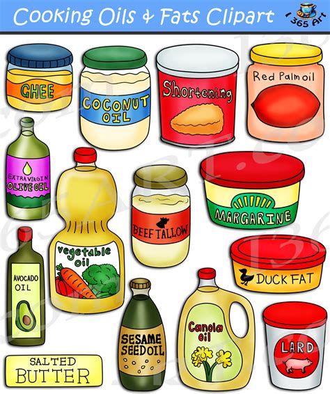 Cooking Oils and Fats Clipart Set Download - Clipart 4 School