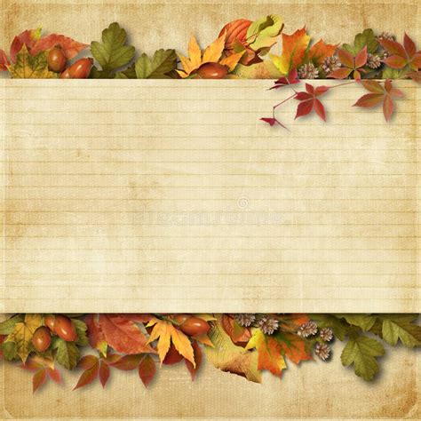 Vintage Background with Autumn Leaves with Place for Text and Ph Stock ...