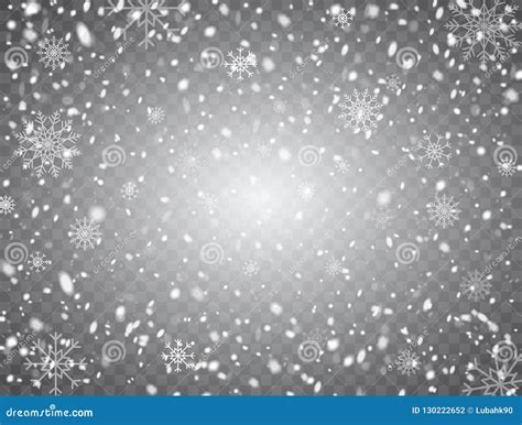 White Glitter Snowflakes Falling Down on Transparent Background. Realistic Snow. Magic Christmas ...