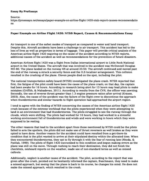 📌 Paper Example on Airline Flight 1420: NTSB Report, Causes ...