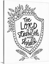 The Lord Is My Strength And Shield Handlettered Coloring  Bible sketch template