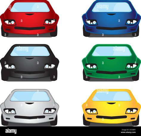 Vector illustration of six cars in their front view Stock Vector Image & Art - Alamy