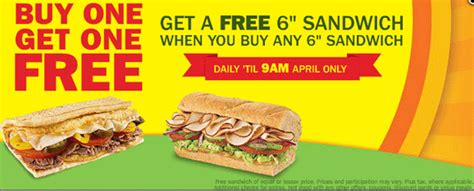 Subway Printable Coupons: Buy Any 6" Sub Get 1 Free Before 9AM - Expires 4/30/3013 | Fast food ...