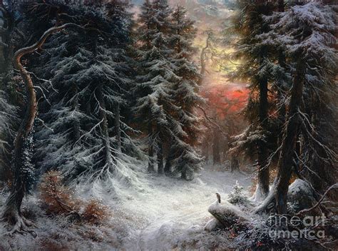 Snow Scene In The Black Forest Painting by Carl Friedrich Wilhelm Trautschold