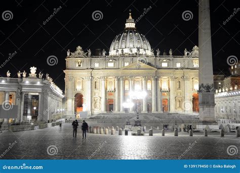 St. Peter`s Basilica in Vatican by Night in Italy Editorial Image ...