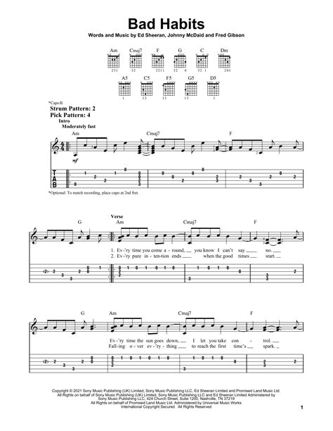 Bad Habits by Ed Sheeran - Easy Guitar Tab - Guitar Instructor