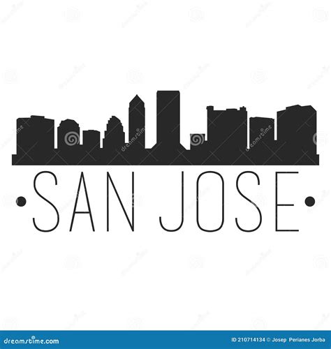 San Jose California Skyline. Silhouette City Design Vector Famous Monuments Stock Vector ...