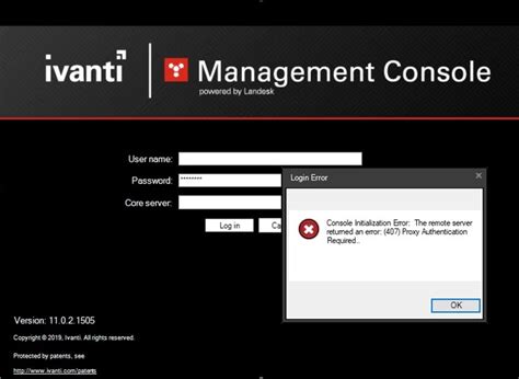 (407) Proxy Authentication Required on Ivanti Remote Console