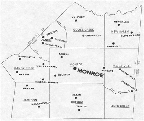 Monroe, North Carolina - Miscellaneous History: UNION COUNTY FORMED IN 1842