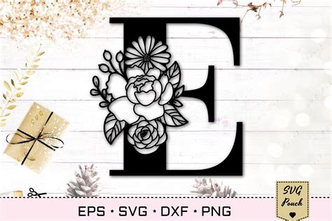 Floral letter E svg, Flower E monogram font initial SVG (549556) | Cut Files | Design Bundles