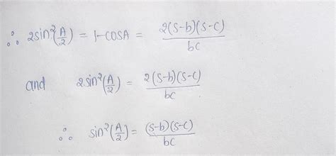 Derivation of half angle formula || Derivation of formula containing sine of the half angle