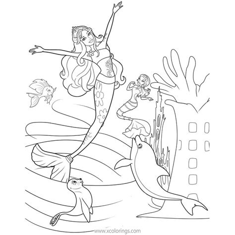 Barbie Mermaid Characters Coloring Pages - XColorings.com