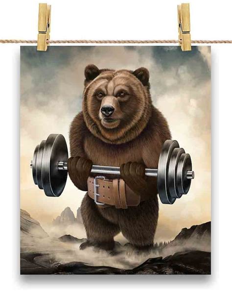 Grizzly Bear Muscle Training Weightlifting Custom Poster - Etsy