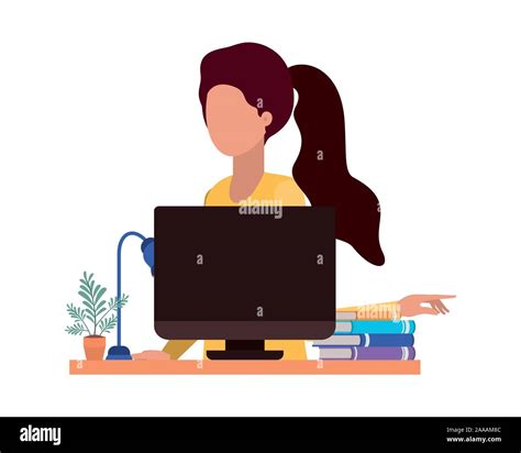 avatar woman person with computer vector design Stock Vector Image & Art - Alamy