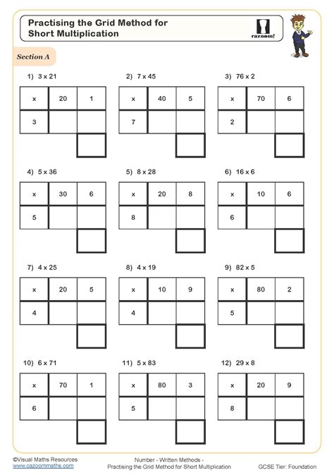 Practising the Grid Method for Long Multiplication Worksheet ... - Worksheets Library