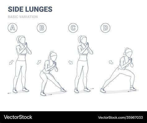 Side lunges girl exercise guidance lateral lunges Vector Image