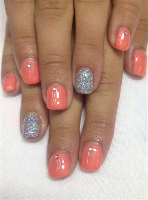 Very cool orange/coral summer nails!! Pigment powder added to non-toxic odorless gel with halo ...