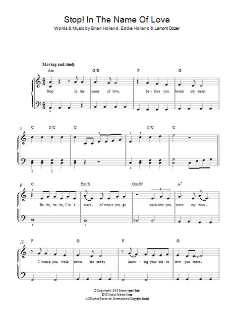 Stop! In The Name Of Love | Sheet Music Direct